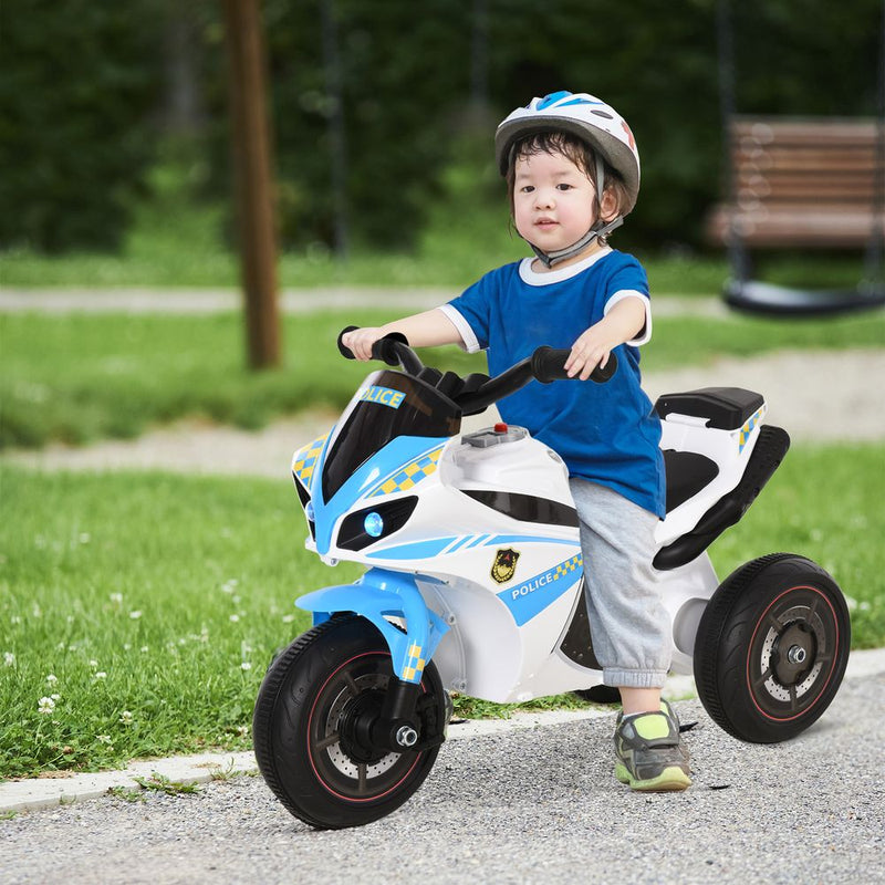 Kids Ride-On Police Bike 3-Wheel Vehicle With Music Lights 18-36 Mths