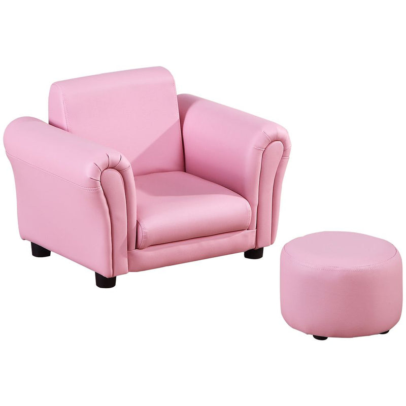 Kids Sofa Children Chair Seat Armchair with Footstool Playroom Bedroom Pink