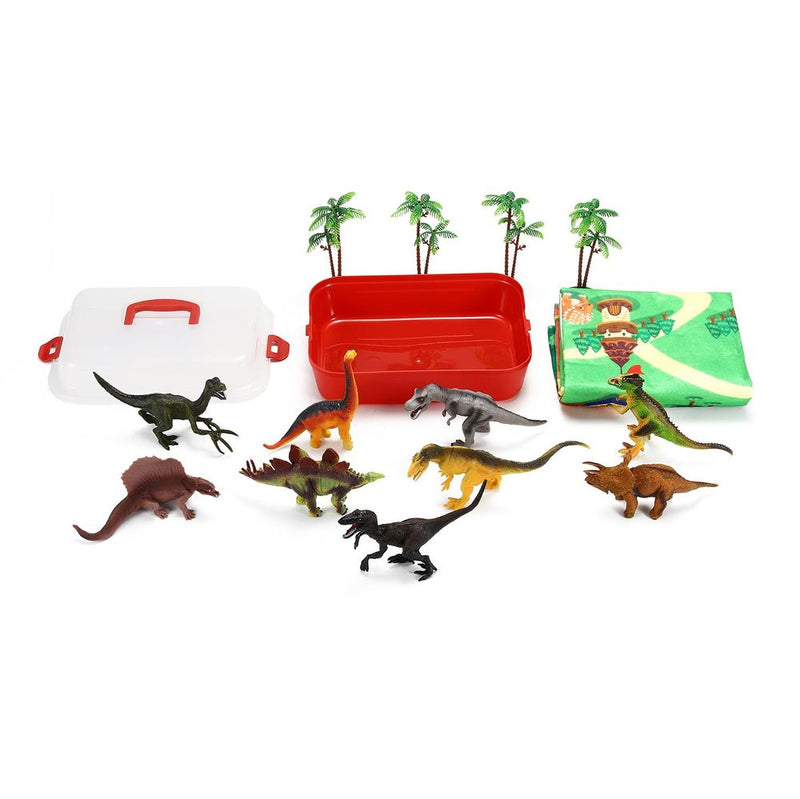 Dinosaur Toy Figure Set - Realistic Playset for Kids - Activity Mat & Trees