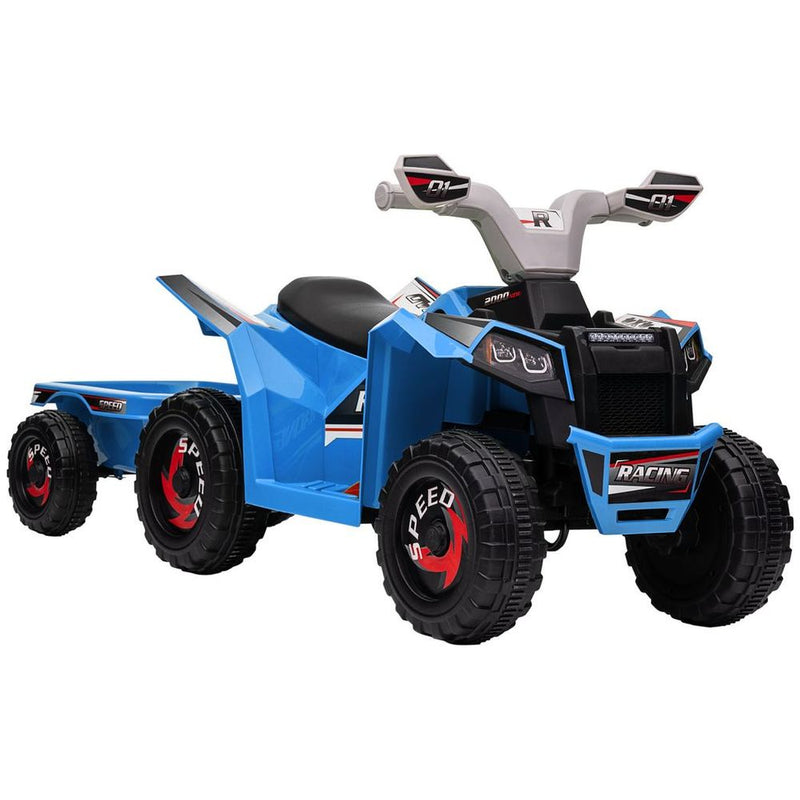 Electric Quad Bike, 6V Kids Ride-On ATV with Back Trailer - Blue