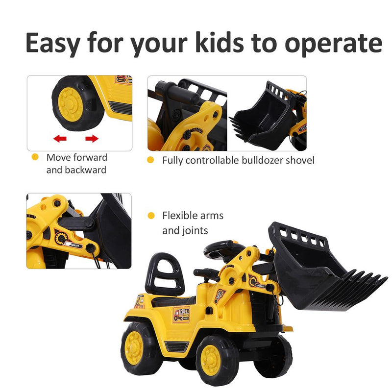 Ride-On Bulldozer Toddler Scooter Storage Cart Construction Truck