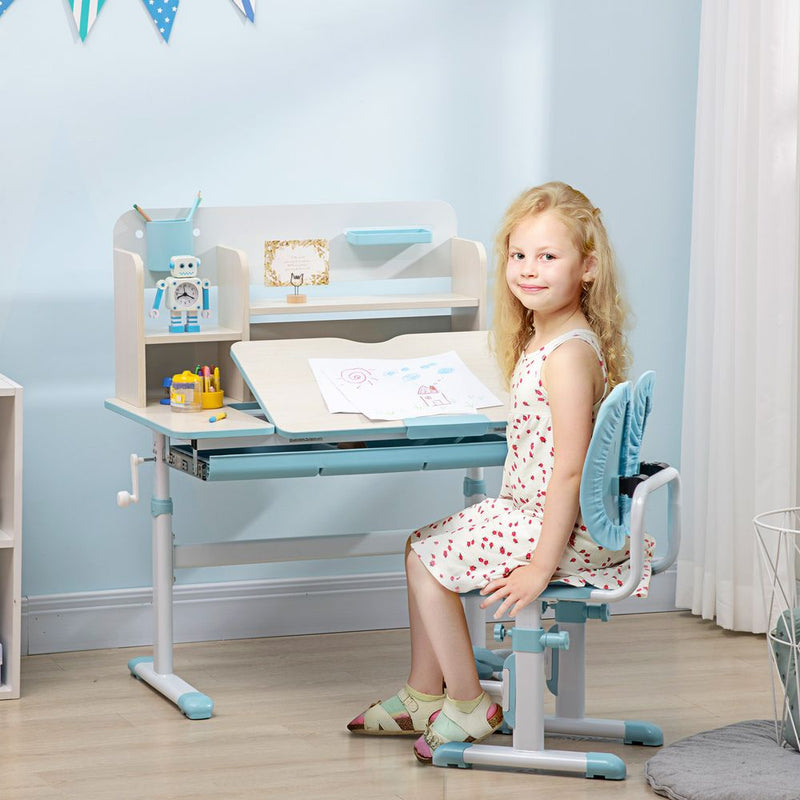 Height Adjustable Kids Desk and Chair Set - Blue