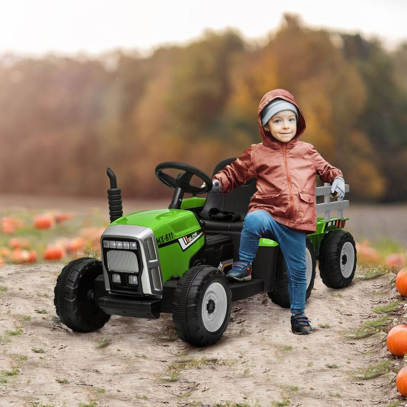 Ride on Tractor with Detachable Trailer Remote Control - Green