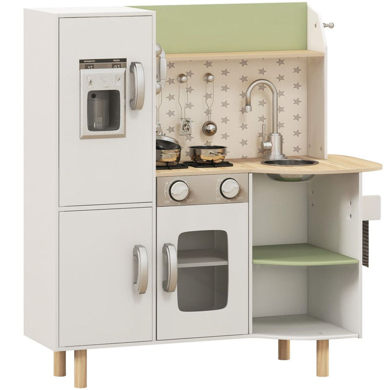 Kitchen Playset with Phone, Ice Maker, Stove, Sink - White