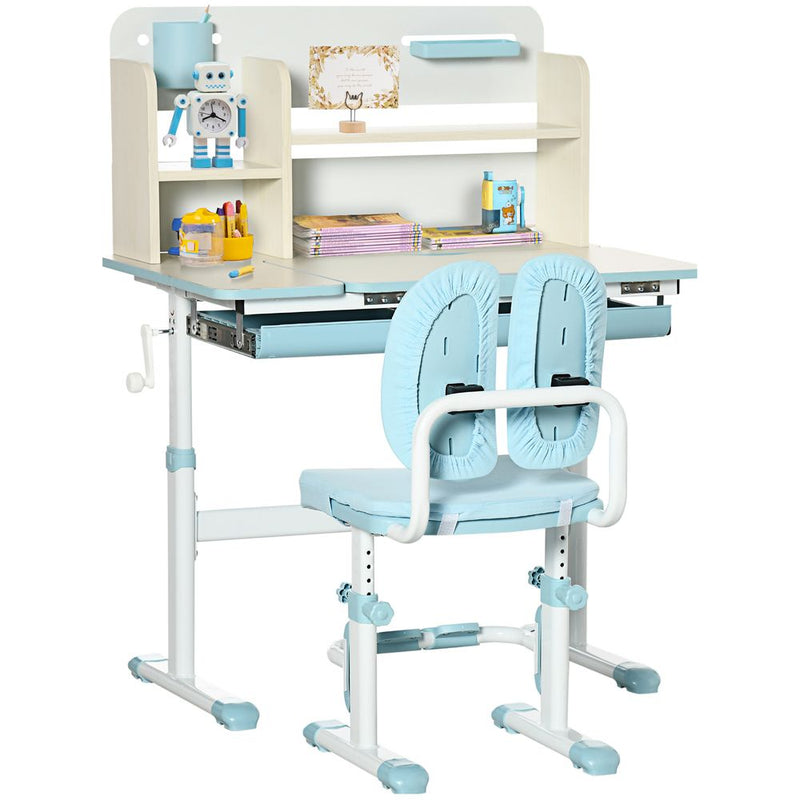 Height Adjustable Kids Desk and Chair Set - Blue