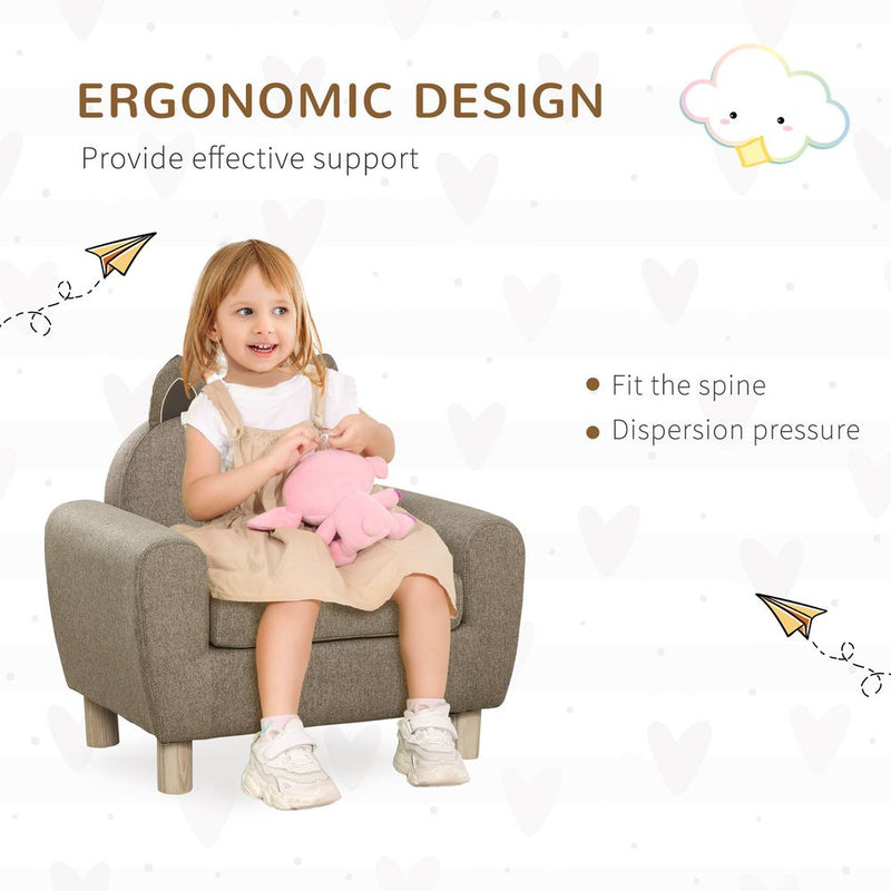 Cozy Kids Sofa with Ear Modeling - Thick Padding - Lovely Design 60 x 42 x 50cm