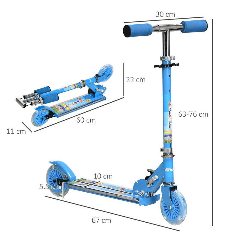 Scooter for kids Aged 3-7 Years With Lights, Music And Adjustable Height - Blue