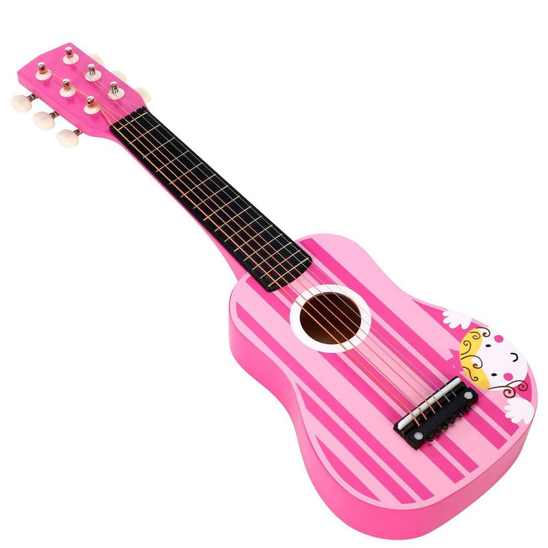 Wooden Pink Stripe Striped Pink Princess Guitar Children Girls Instrument