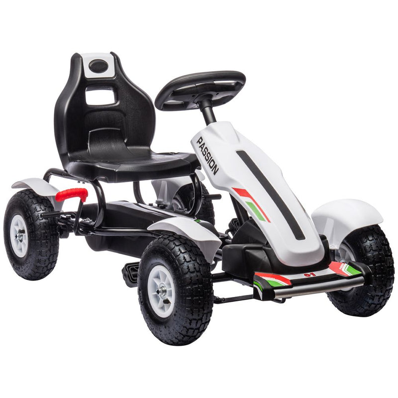 Children Pedal Go Kart with Adjustable Seat - White