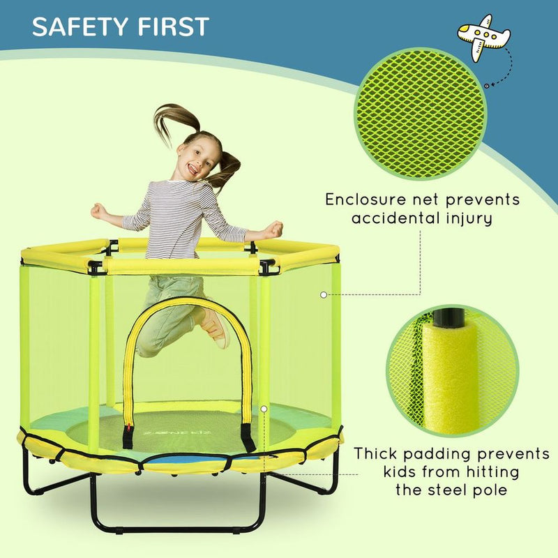 Springless Kids Trampoline with Enclosed Net - Safe Indoor Jumper for Ages 1-6