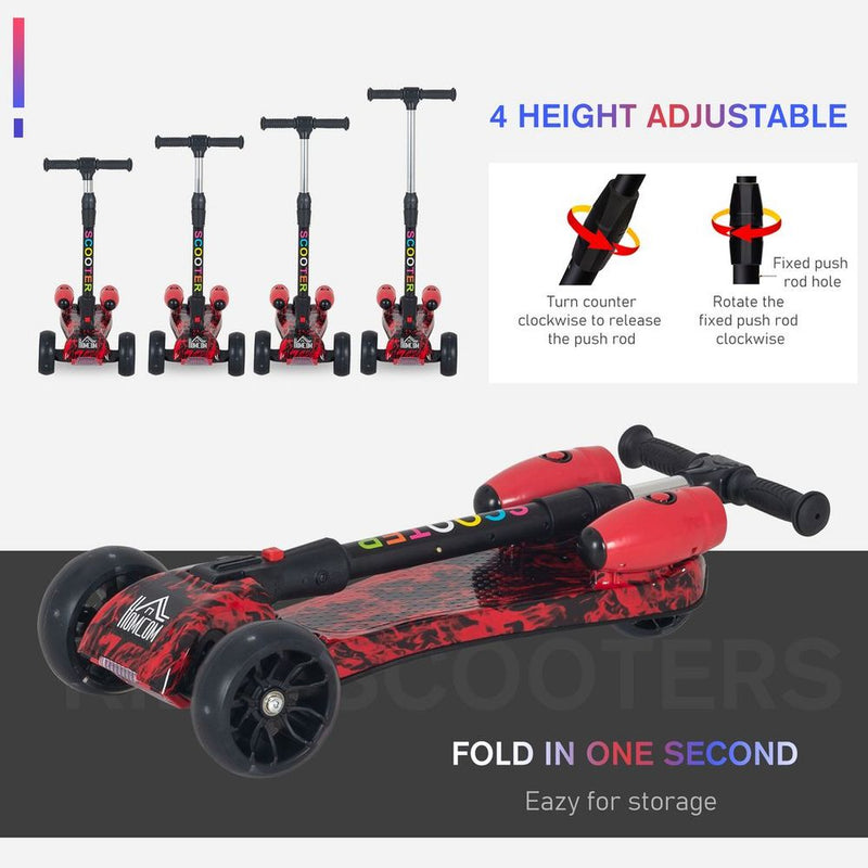 Kids Scooter with Music Flashing Wheels and Water Spray Rechargeable