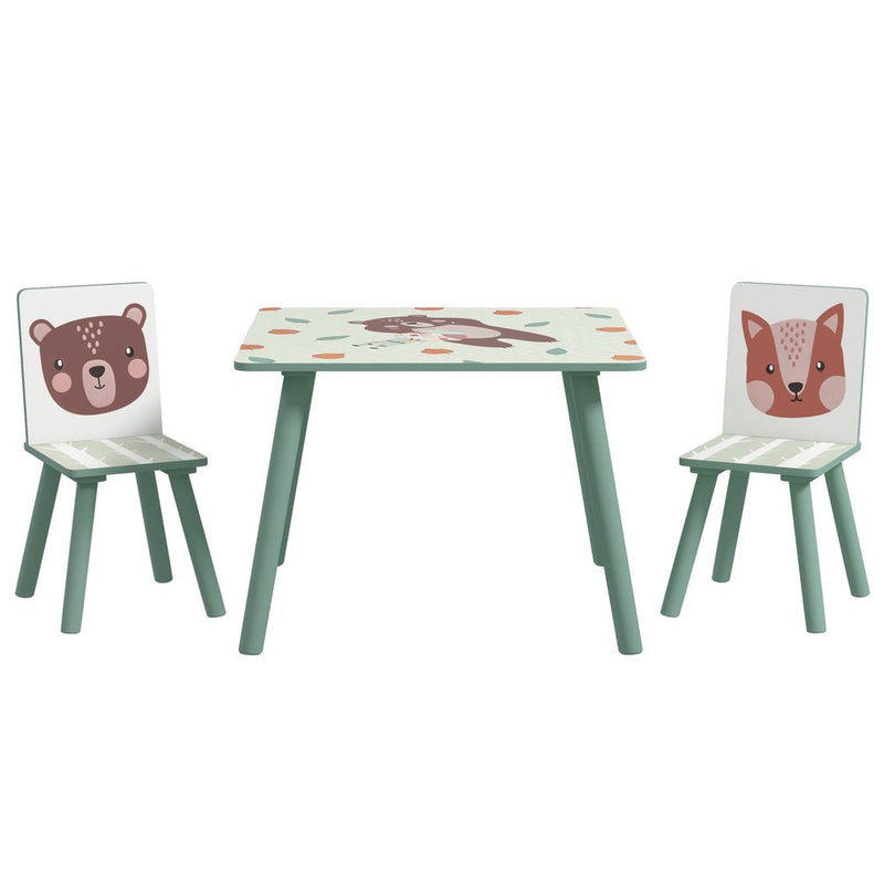 Kids Table and Chairs, Children Desk with 2 Chairs, Green